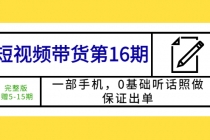 短视频带货第16期：一部手机，0基础听话照做，保证出单 (完整版 赠5-15期)-创业信息网
