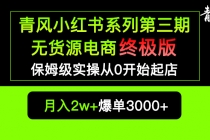 小红书无货源电商爆单终极版【视频教程+实战手册】保姆级实操从0起店爆单-创业信息网
