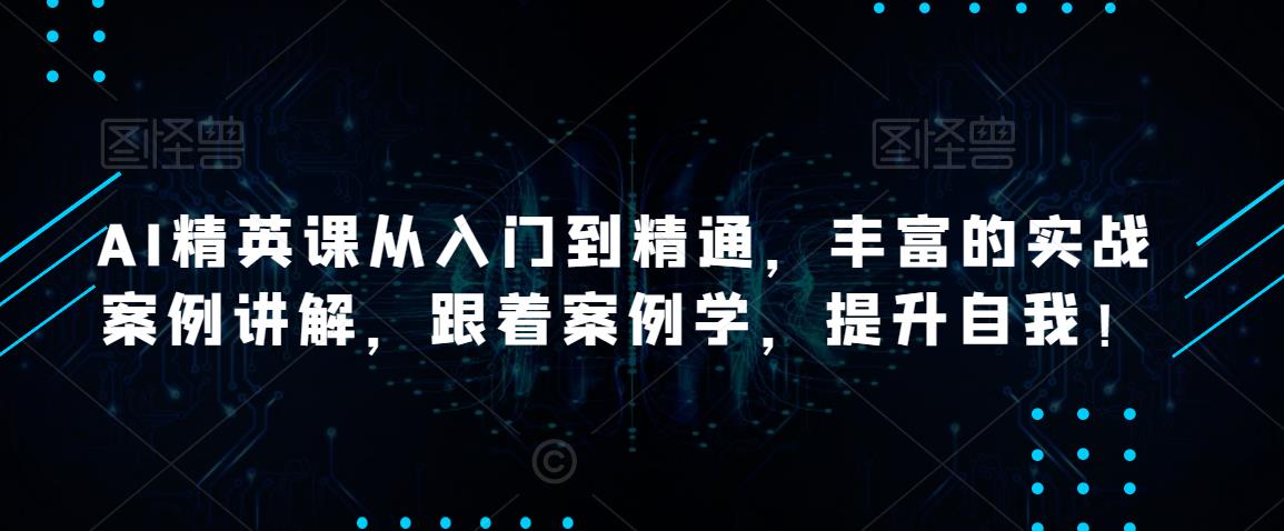 AI精英课从入门到精通,丰富的实战案例讲解,跟着案例学,提升自我!-创业信息网
