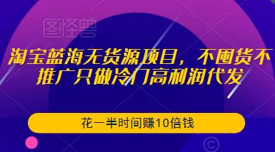 淘宝蓝海无货源项目,不囤货不推广只做冷门高利润代发,花一半时间赚10倍钱-创业信息网