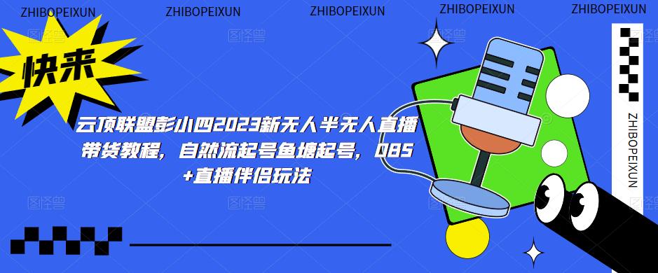 云顶联盟彭小四2023新无人半无人直播带货教程,自然流起号鱼塘起号,OBS+直播伴侣玩法-创业信息网