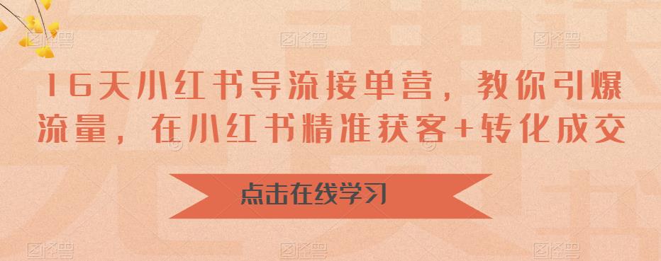 16天小红书导流接单营,教你引爆流量,在小红书精准获客+转化成交-创业信息网