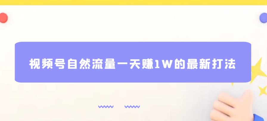 视频号自然流量一天赚1W的最新打法,基本0投资【揭秘】-创业信息网