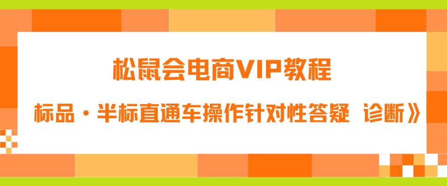 松鼠会电商VIP教程：松鼠《付费推广标品·半标直通车操作针对性答疑&诊断》-创业信息网