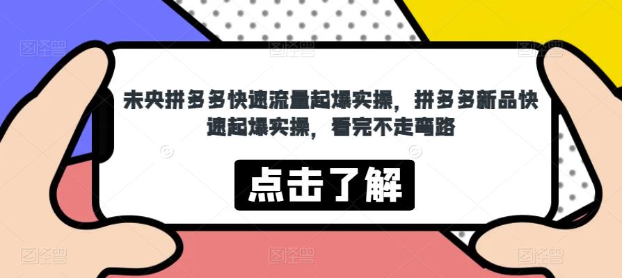 未央拼多多快速流量起爆实操,拼多多新品快速起爆实操,看完不走弯路-创业信息网