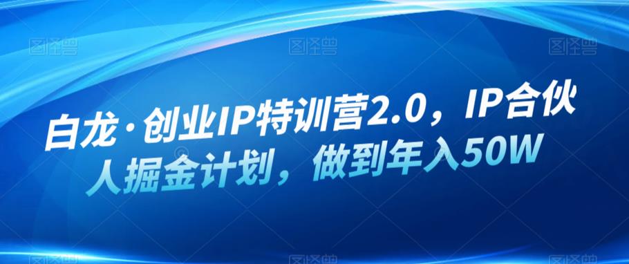 白龙·创业IP特训营2.0,IP合伙人掘金计划,做到年入50W-创业信息网