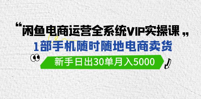 闲鱼电商运营全系统VIP实战课,1部手机随时随地卖货,新手日出30单月入5000-创业信息网