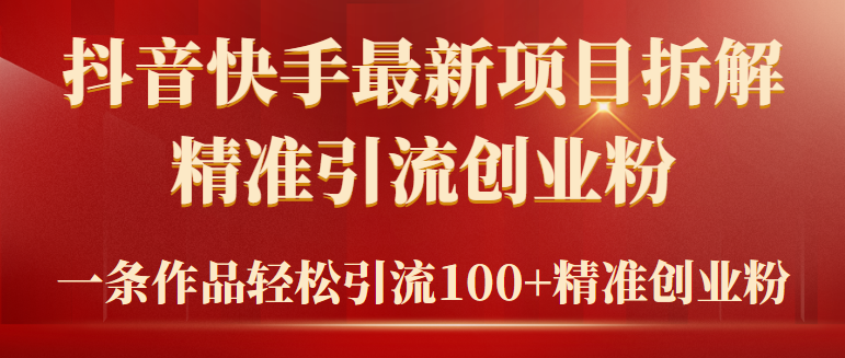 2024年抖音快手最新项目拆解视频引流创业粉,一天轻松引流精准创业粉100+-创业信息网