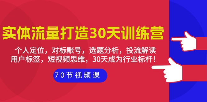 实体-流量打造-30天训练营:个人定位,对标账号,选题分析,投流解读-70节-创业信息网