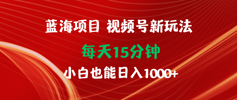 蓝海项目视频号新玩法 每天15分钟 小白也能日入1000+-创业信息网