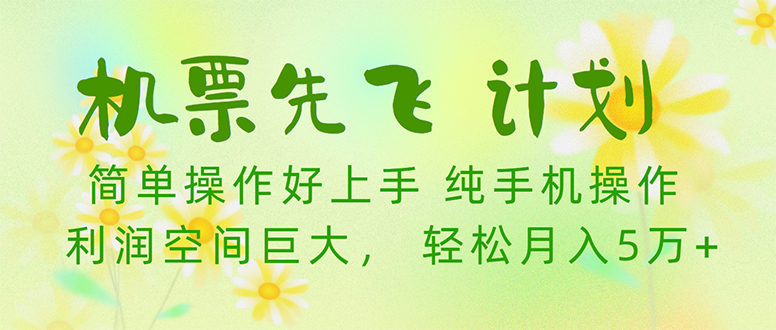 机票先飞计划！里程积分兑换机票售卖赚差价，利润空间巨大，小白月入5万+-创业信息网