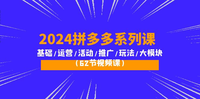 2024拼多多系列课:基础/运营/活动/推广/玩法/大模块-创业信息网
