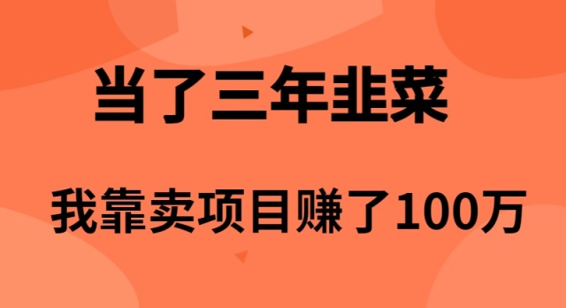 当了3年韭菜,我靠卖项目赚了100万-创业信息网