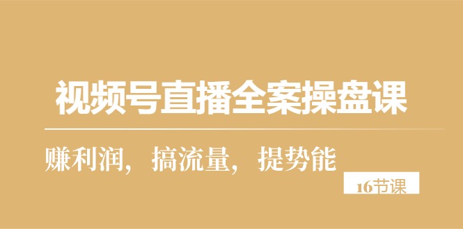 视频号直播全案操盘课,赚利润,搞流量,提势能-创业信息网