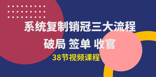 系统复制 销冠三大流程,破局 签单 收官-创业信息网