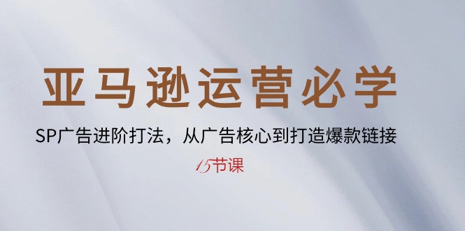 亚马逊运营必学: SP广告进阶打法,从广告核心到打造爆款链接-15节课-创业信息网