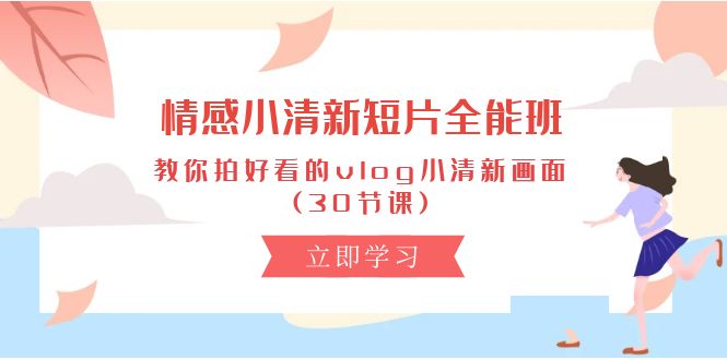 情感 小清新短片-全能班,教你拍好看的vlog小清新画面 (30节课)-创业信息网