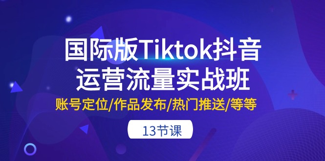 国际版Tiktok抖音运营流量实战班:账号定位/作品发布/热门推送/等等-13节-创业信息网