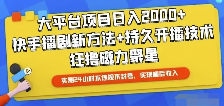快手24小时无人直播，真正实现睡后收益-创业信息网