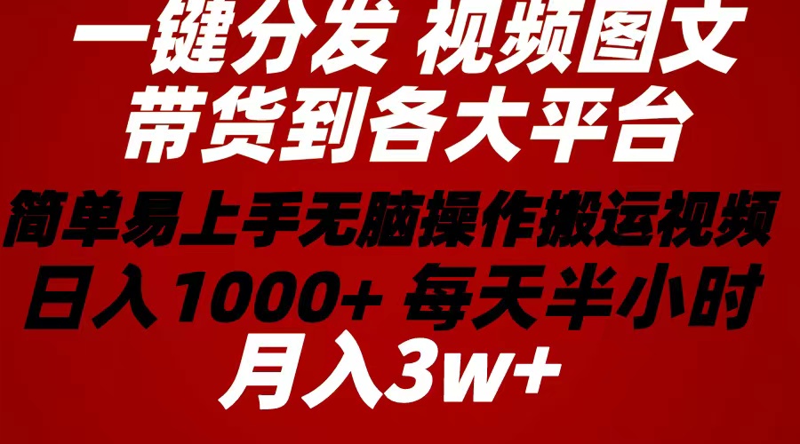 2024年 一键分发带货图文视频  简单易上手 无脑赚收益 每天半小时日入1…-创业信息网