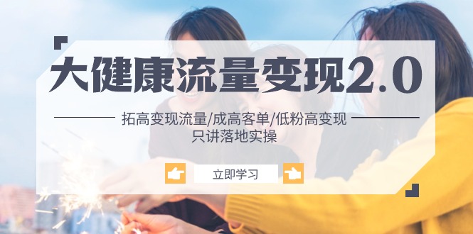 大健康 流量 变现2.0：拓高变现 流量/成高客单/低粉高变现/只讲落地实战-创业信息网