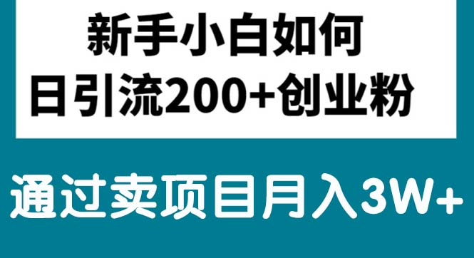 新手小白日引流200+创业粉,通过卖项目月入3W+-创业信息网