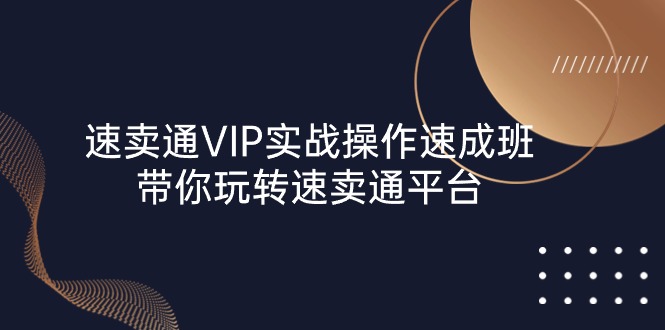 速卖通 VIP实战操作-速成班,带你玩转速卖通平台-创业信息网
