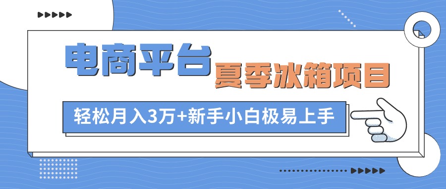 电商平台夏季冰箱项目,轻松月入3万+,新手小白极易上手-创业信息网