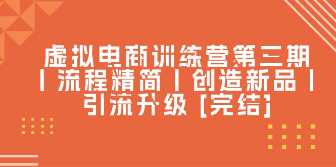 虚拟电商训练营第三期丨流程精简丨创造新品丨引流升级-创业信息网