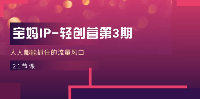 宝妈IP-轻创营第3期,人人都能抓住的流量风口-创业信息网