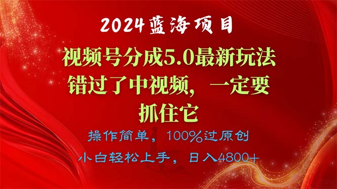 2024蓝海项目，视频号分成计划5.0最新玩法，错过了中视频，一定要抓住…-创业信息网