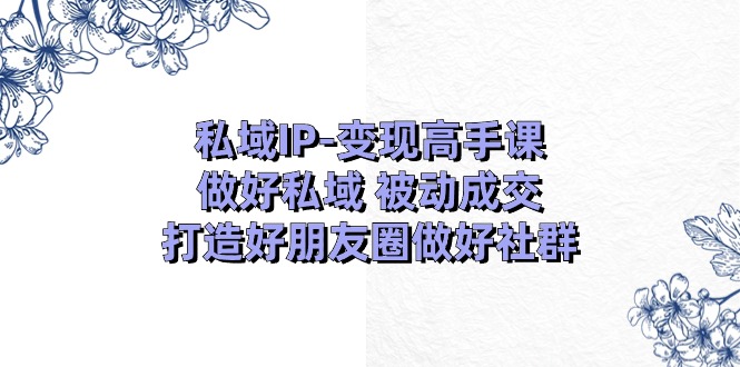 私域IP-变现高手课:做好私域 被动成交,打造好朋友圈做好社群-创业信息网