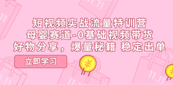 短视频实战流量特训营,母婴赛道-0基础带货,好物分享,爆量秘籍 稳定出单-创业信息网