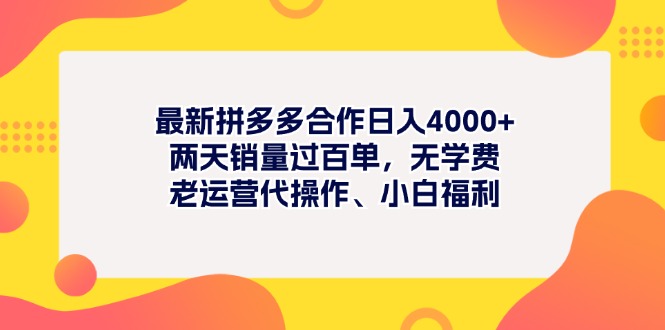 最新拼多多项目日入4000+两天销量过百单，无学费、老运营代操作、小白福利-创业信息网