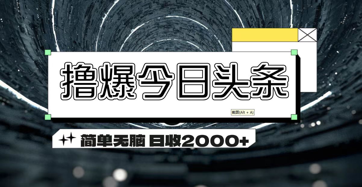 撸爆今日头条 简单无脑操作 日收2000+-创业信息网