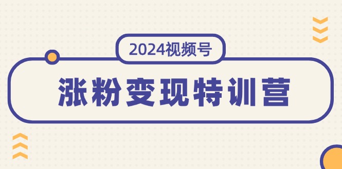 2024视频号-涨粉变现特训营:一站式打造稳定视频号涨粉变现模式-创业信息网