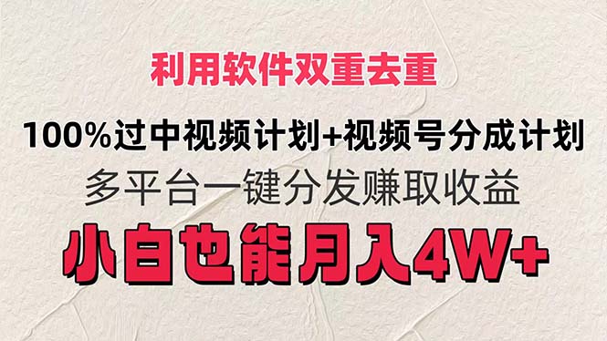 利用软件双重去重，100%过中视频+视频号分成计划小白也可以月入4W+-创业信息网