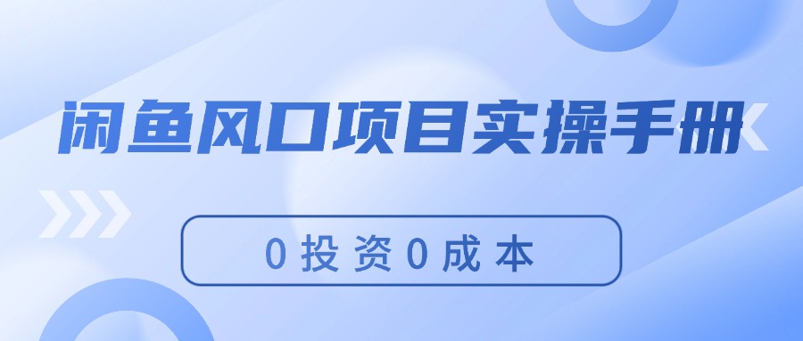 闲鱼风口项目实操手册,0投资0成本,让你做到,月入过万,新手可做-创业信息网