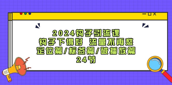 2024钩子·引流课:钩子下得好 流量不再愁,定位篇/标签篇/破播放篇/24节-创业信息网
