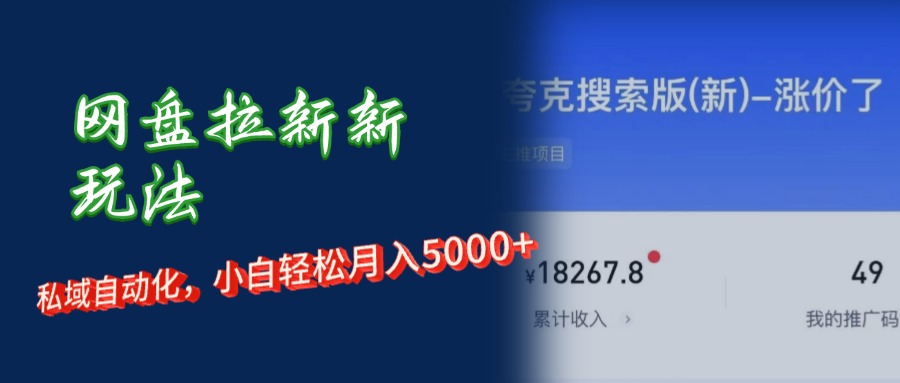 网盘拉新+私域运营,小白轻松月入5000+!-创业信息网