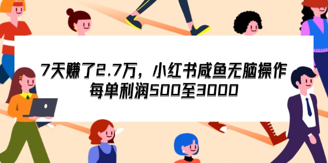 7天收了2.7万，小红书咸鱼无脑操作，每单利润500至3000-创业信息网