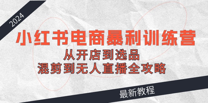 2024小红书电商暴利训练营:从开店到选品,混剪到无人直播全攻略-创业信息网