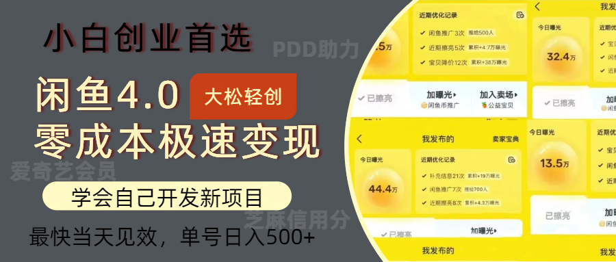 闲鱼0成本极速变现项目,多种变现方式 单号日入500+最新玩法-创业信息网