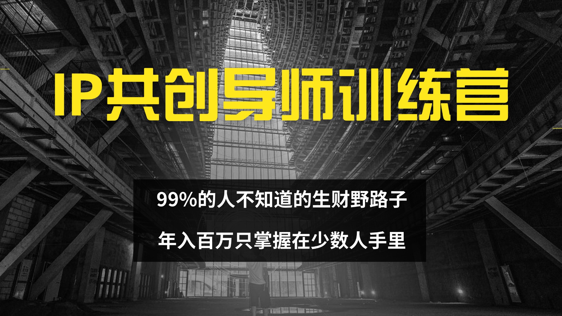 IP共创导师训练营 99%的人不知道的生财野路子 只掌握在少数人手里-创业信息网