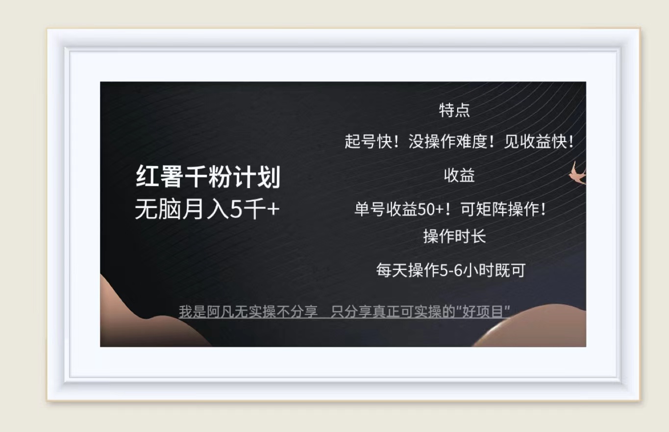 红薯千粉计划无脑月入5千+!既做既赚!-创业信息网