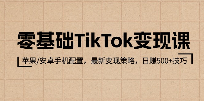 零基础TikTok变现课:苹果/安卓手机配置,最新变现策略,日赚500+技巧-创业信息网