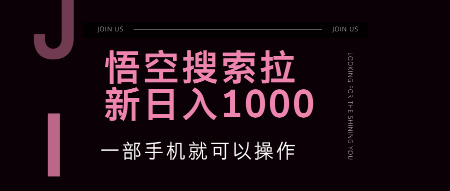 悟空搜索类拉新 蓝海项目 一部手机就可以操作 教程非常详细-创业信息网
