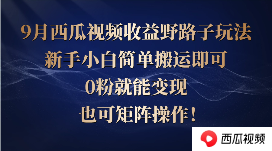 西瓜视频收益野路子玩法，新手小白简单搬运即可，0粉就能变现，也可矩…-创业信息网