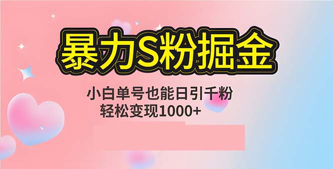 单人单机日引千粉，变现1000+，S粉流量掘金计划攻略-创业信息网