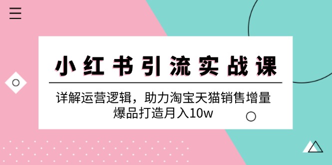 小红书引流实战课:详解运营逻辑,助力淘宝天猫销售增量,爆品打造月入10w-创业信息网